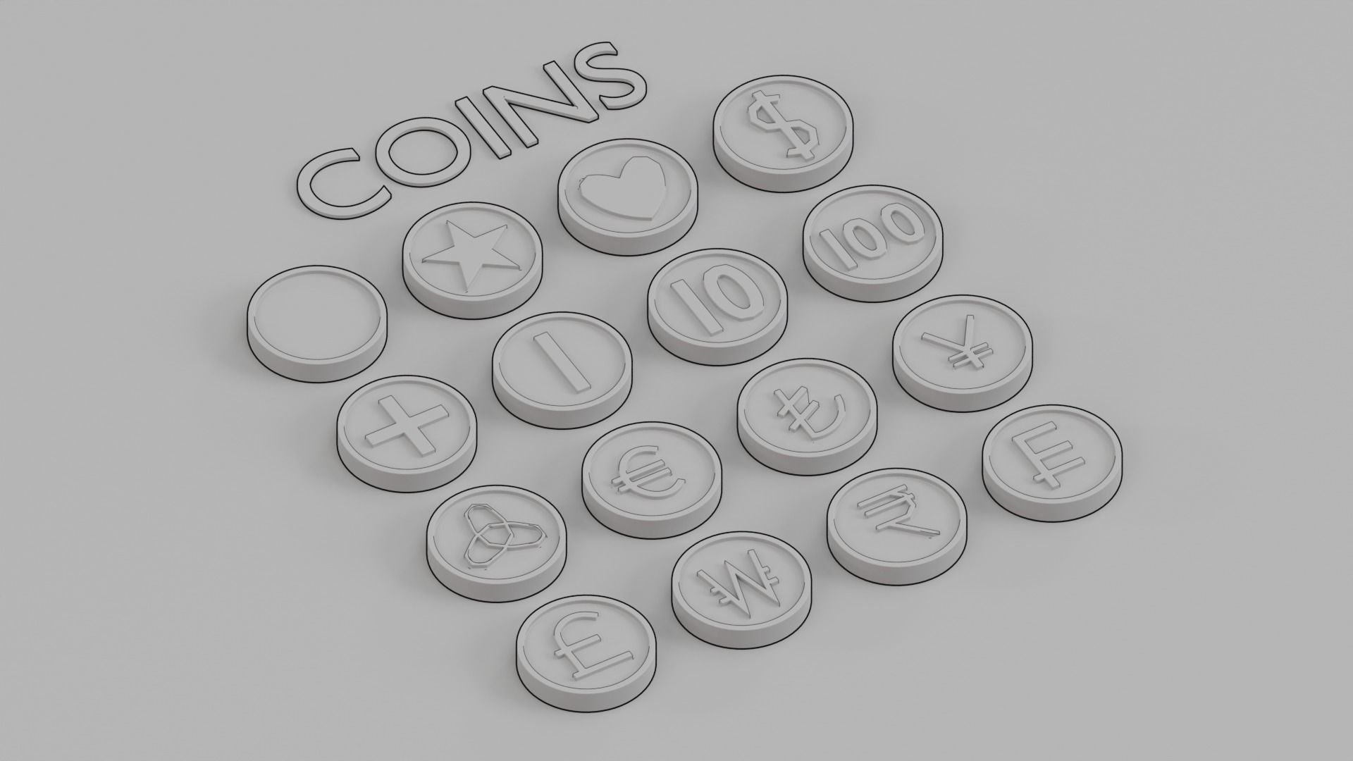 Lowpoly Gold Coins - subdivision ready Low-poly 3D model_2