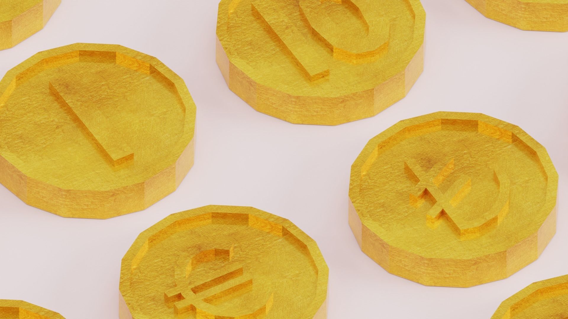 Lowpoly Gold Coins - subdivision ready Low-poly 3D model_4