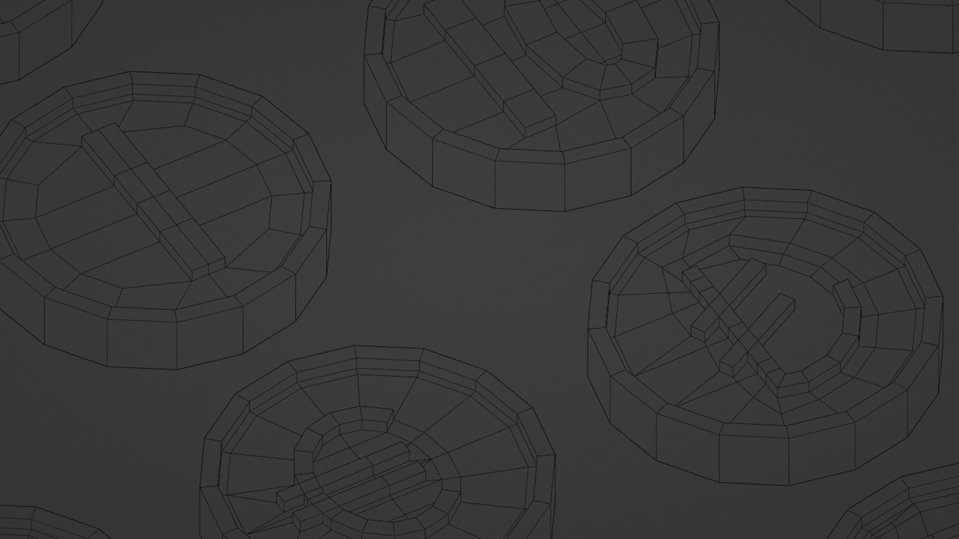 Lowpoly Gold Coins - subdivision ready Low-poly 3D model_5