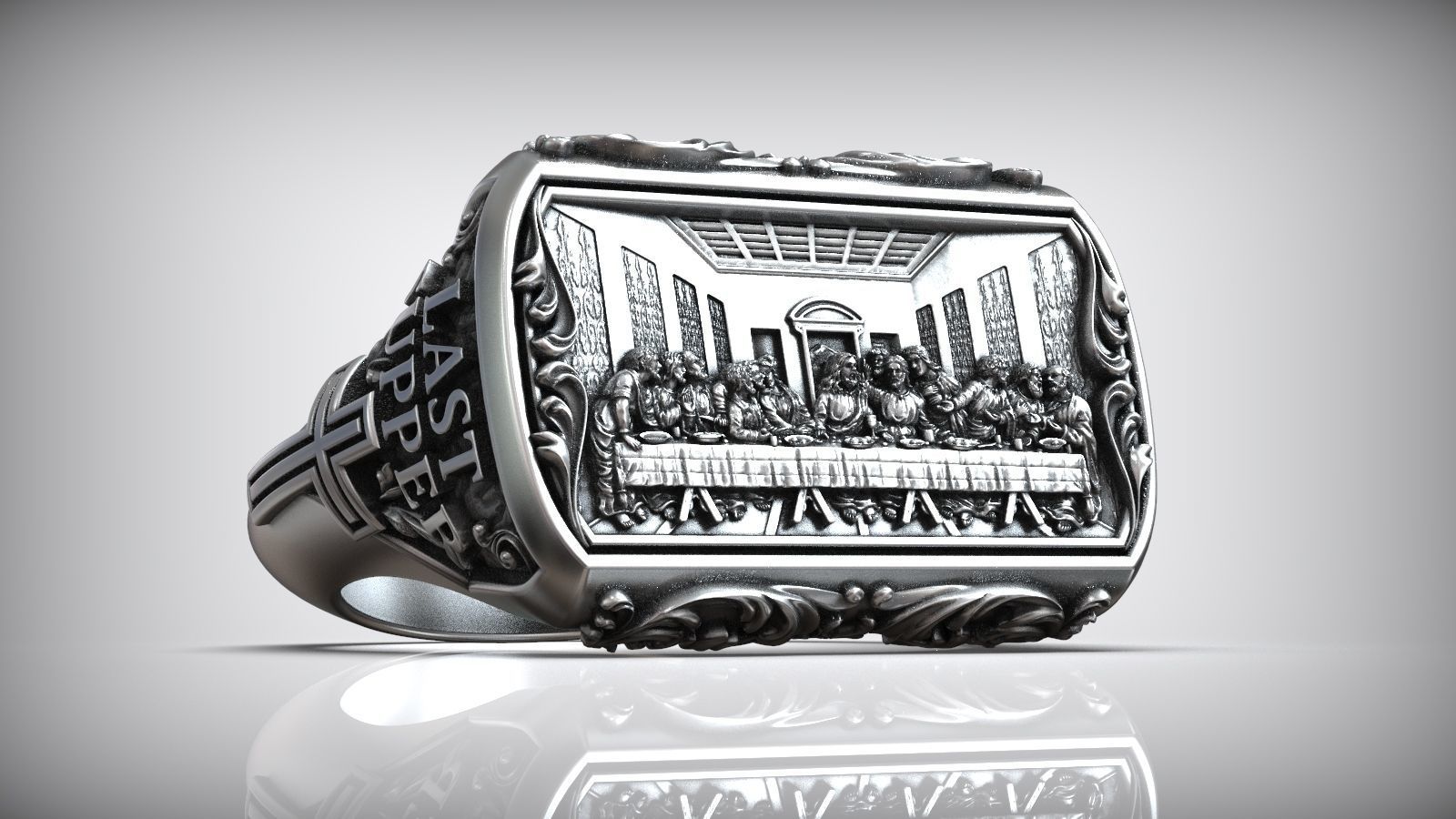 Jesus Christ The Last Supper Leonardo Pattern Signet 3D print model_1