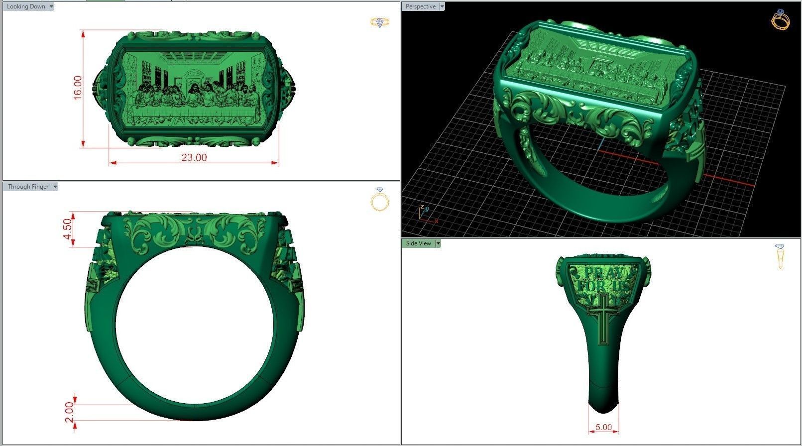 Jesus Christ The Last Supper Leonardo Pattern Signet 3D print model_8
