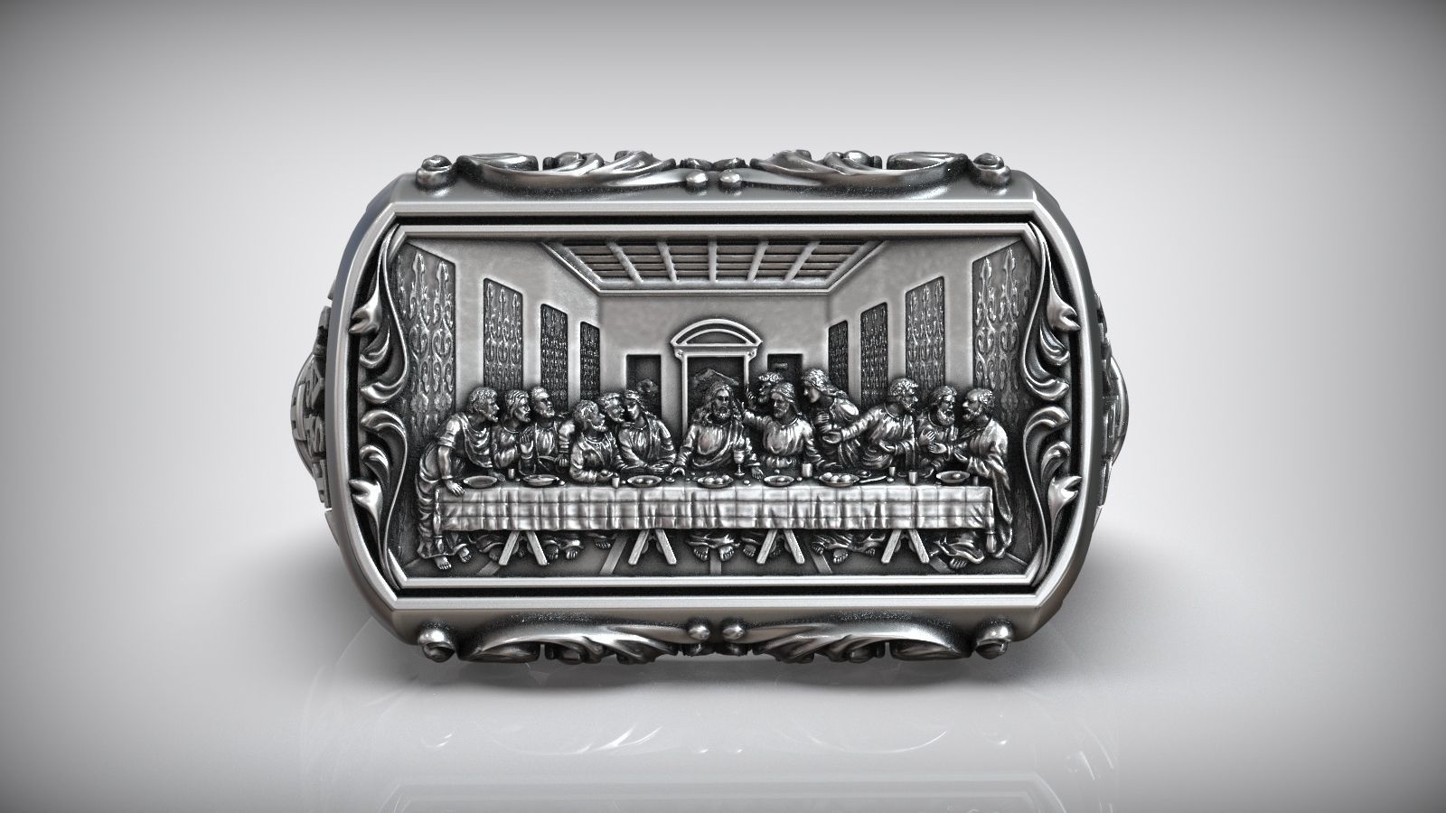 Jesus Christ The Last Supper Leonardo Pattern Signet 3D print model_4