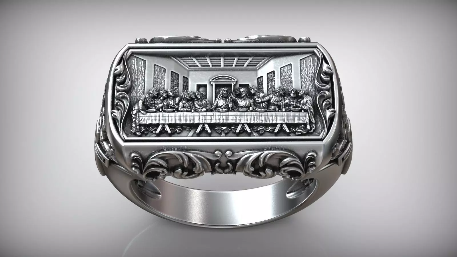Jesus Christ The Last Supper Leonardo Pattern Signet 3D print model_0
