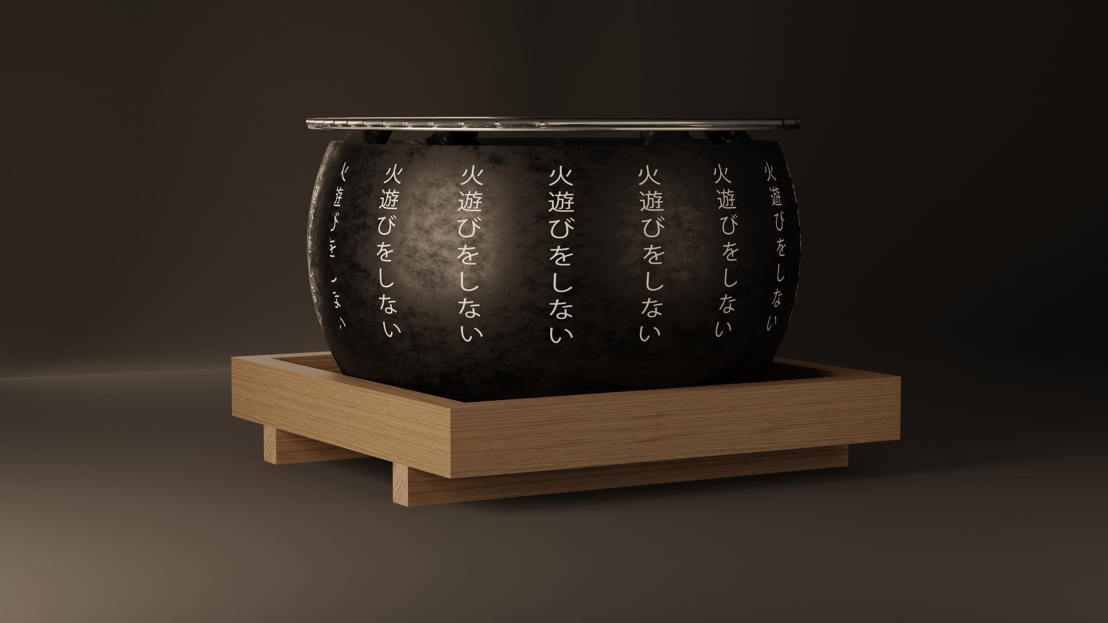 Japanese Coal Stove Low-poly 3D model_1