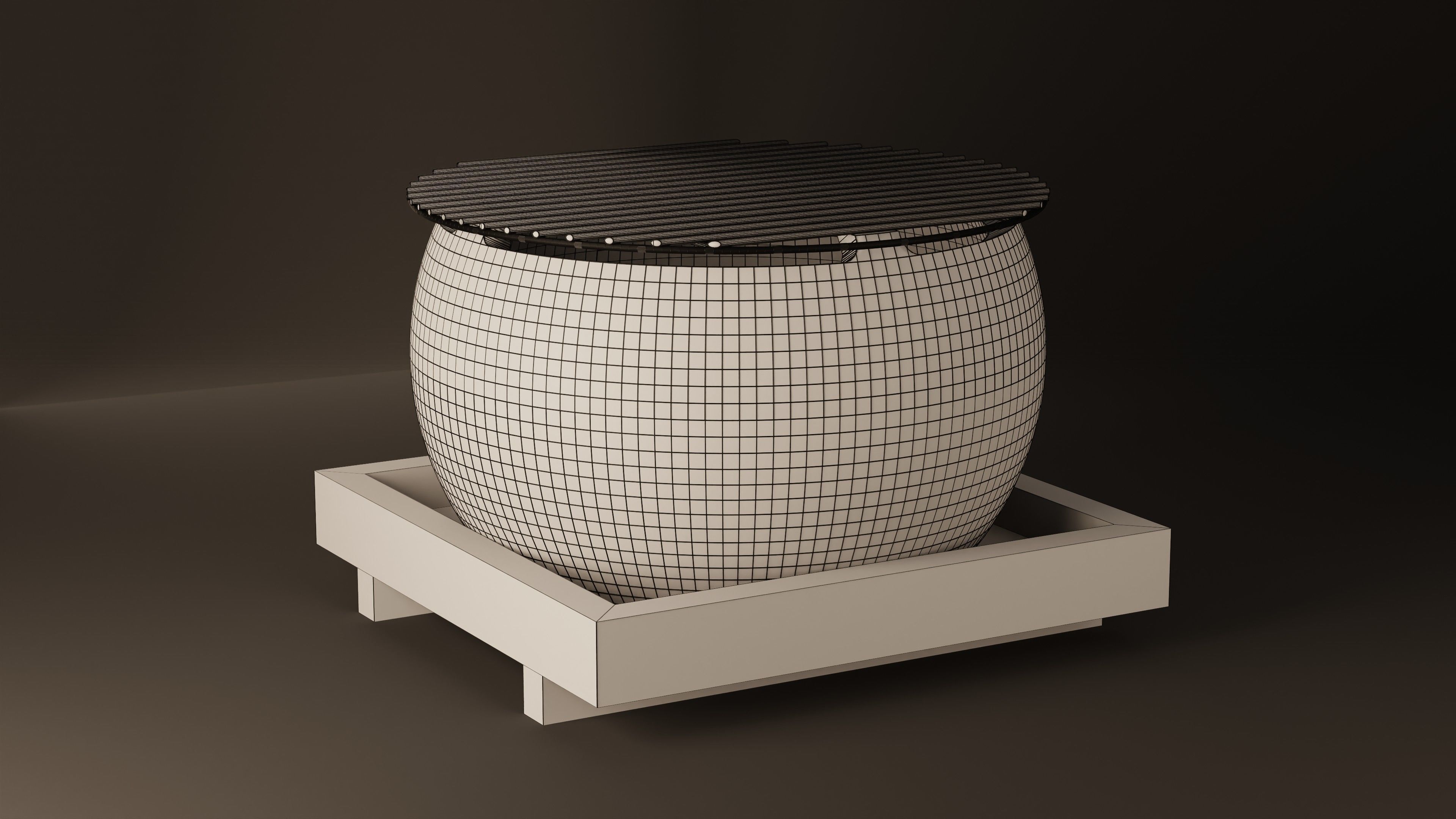 Japanese Coal Stove Low-poly 3D model_3