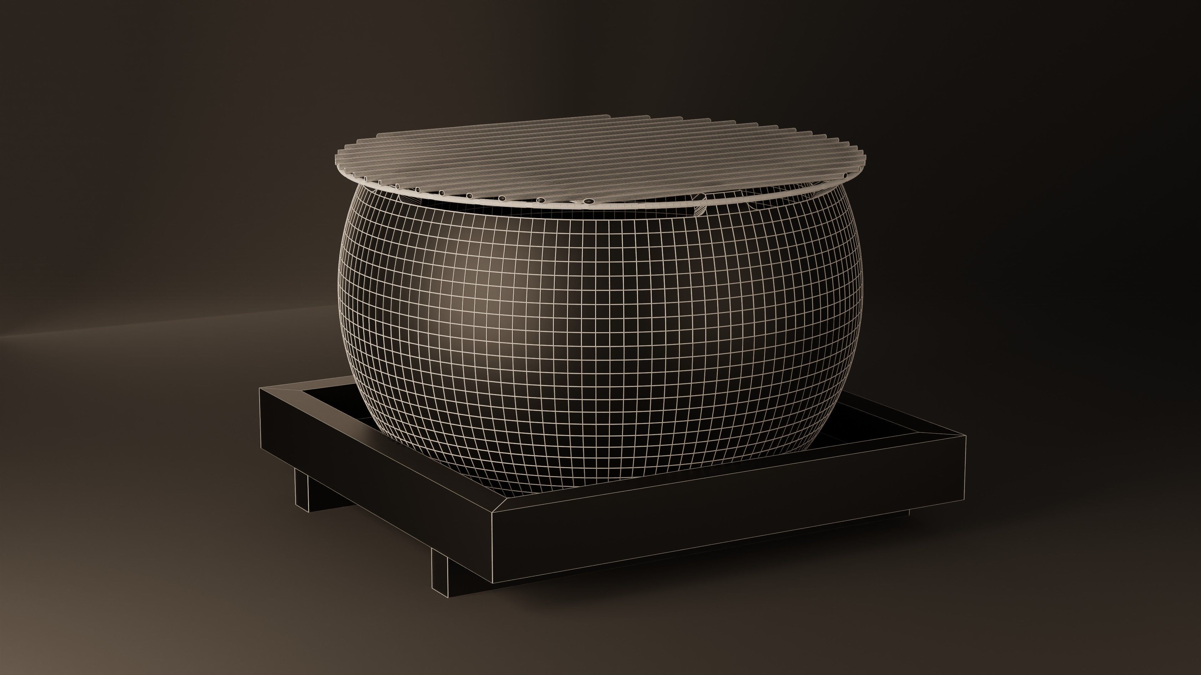 Japanese Coal Stove Low-poly 3D model_4