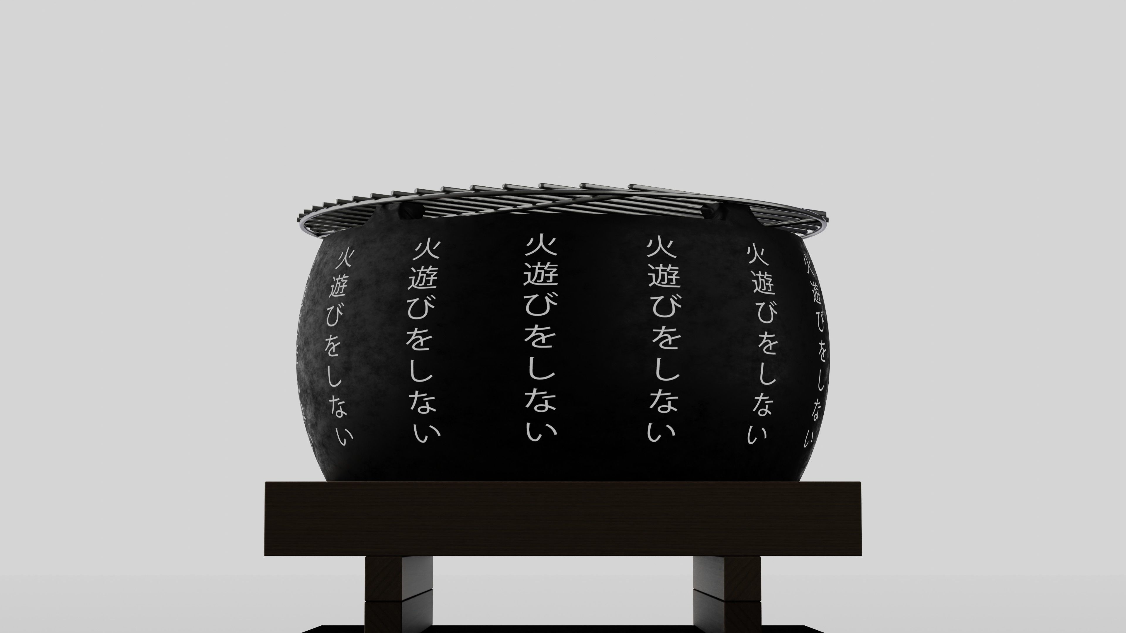 Japanese Coal Stove Low-poly 3D model_7