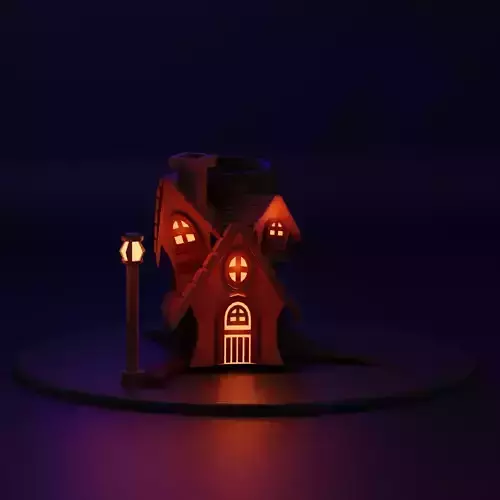 Cartonic horror house Low-poly 3D model