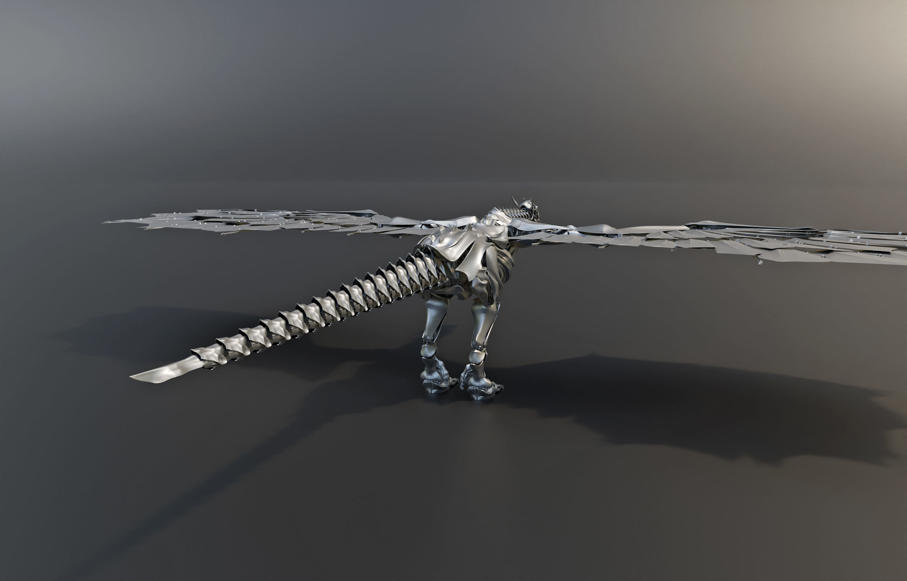 Iron Dragon with 400 separated elements Low-poly 3D model_5