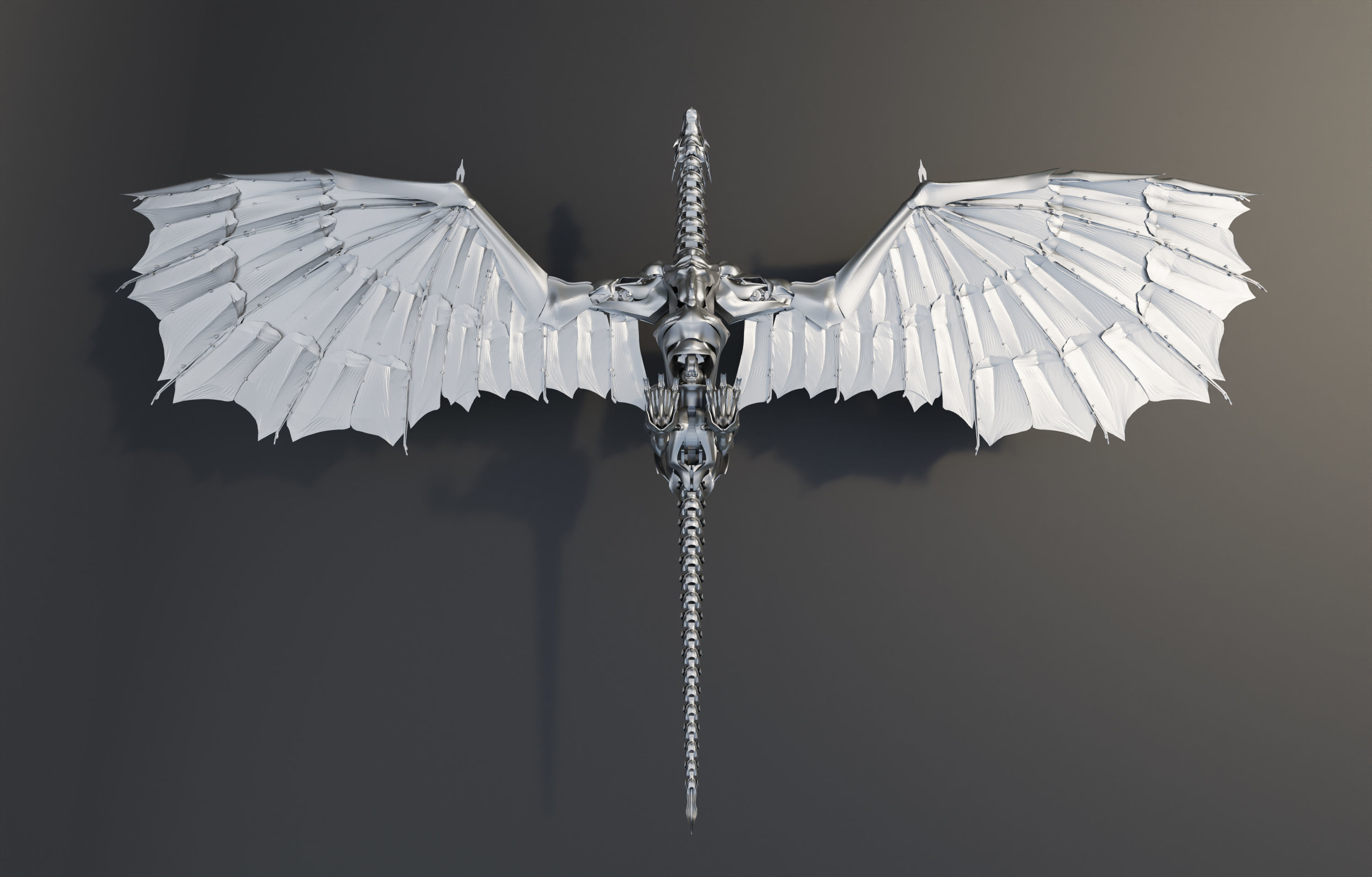 Iron Dragon with 400 separated elements Low-poly 3D model_4