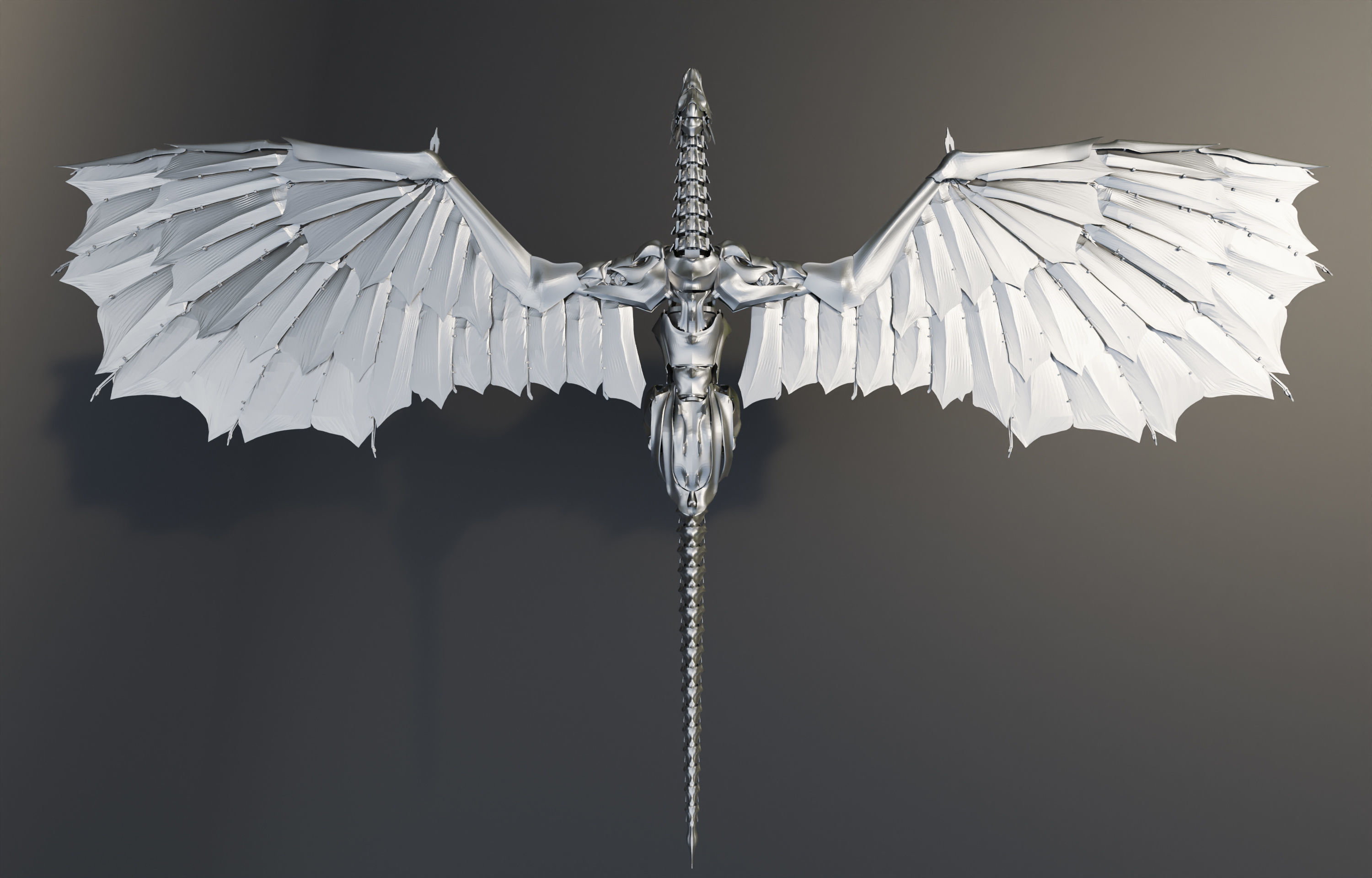 Iron Dragon with 400 separated elements Low-poly 3D model_3