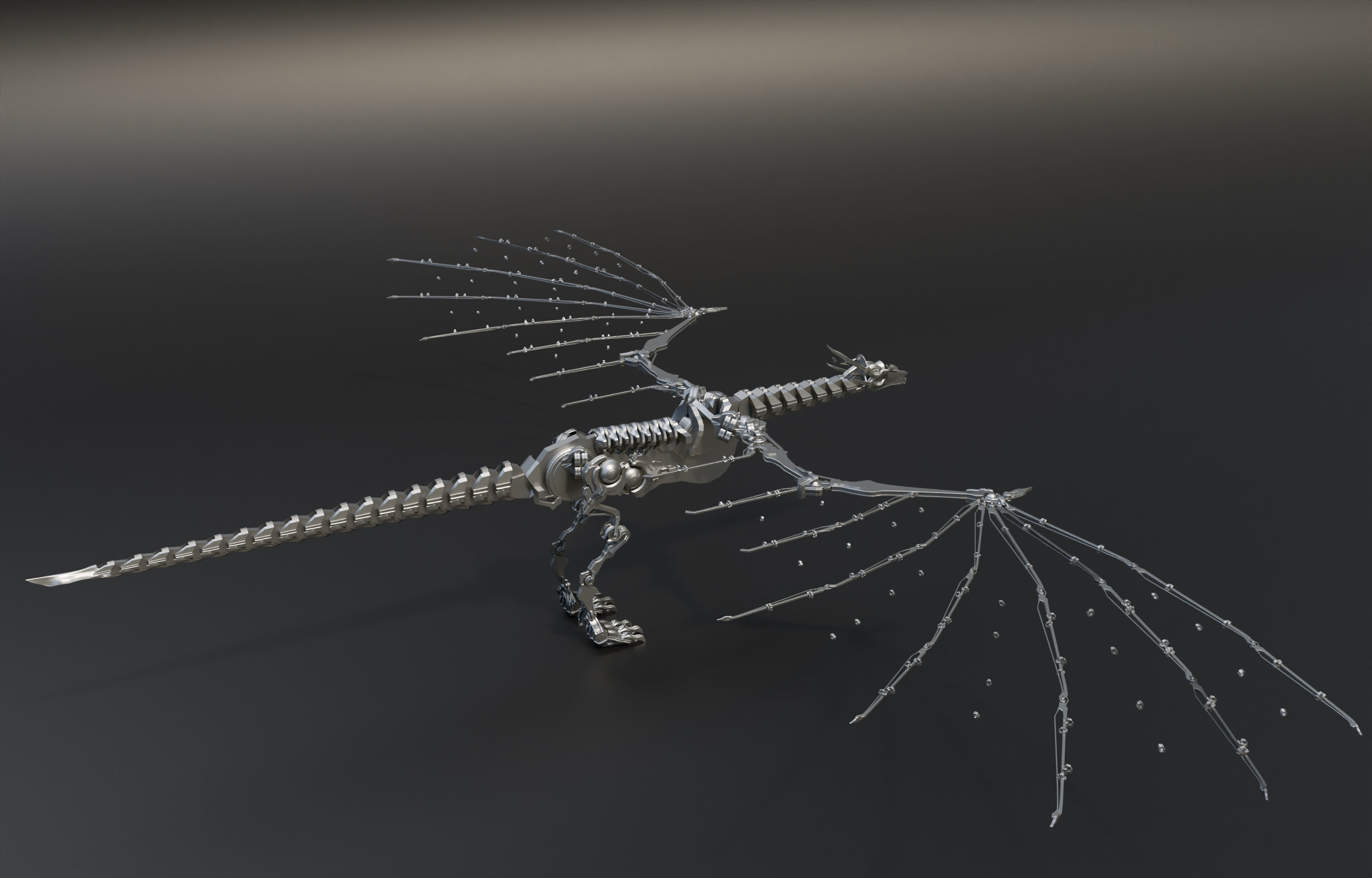 Iron Dragon with 400 separated elements Low-poly 3D model_2