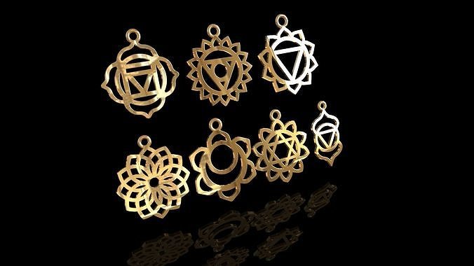 Seven Chakras pendant set  3D print model 3D print model
