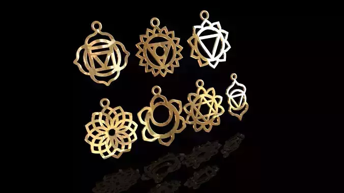 Seven Chakras pendant set  3D print model 3D print model