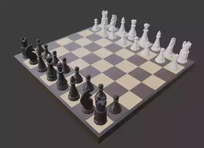 Low Poly Chess Pieces Low-poly 3D model