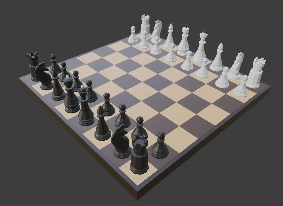 Low Poly Chess Pieces Low-poly 3D model_0