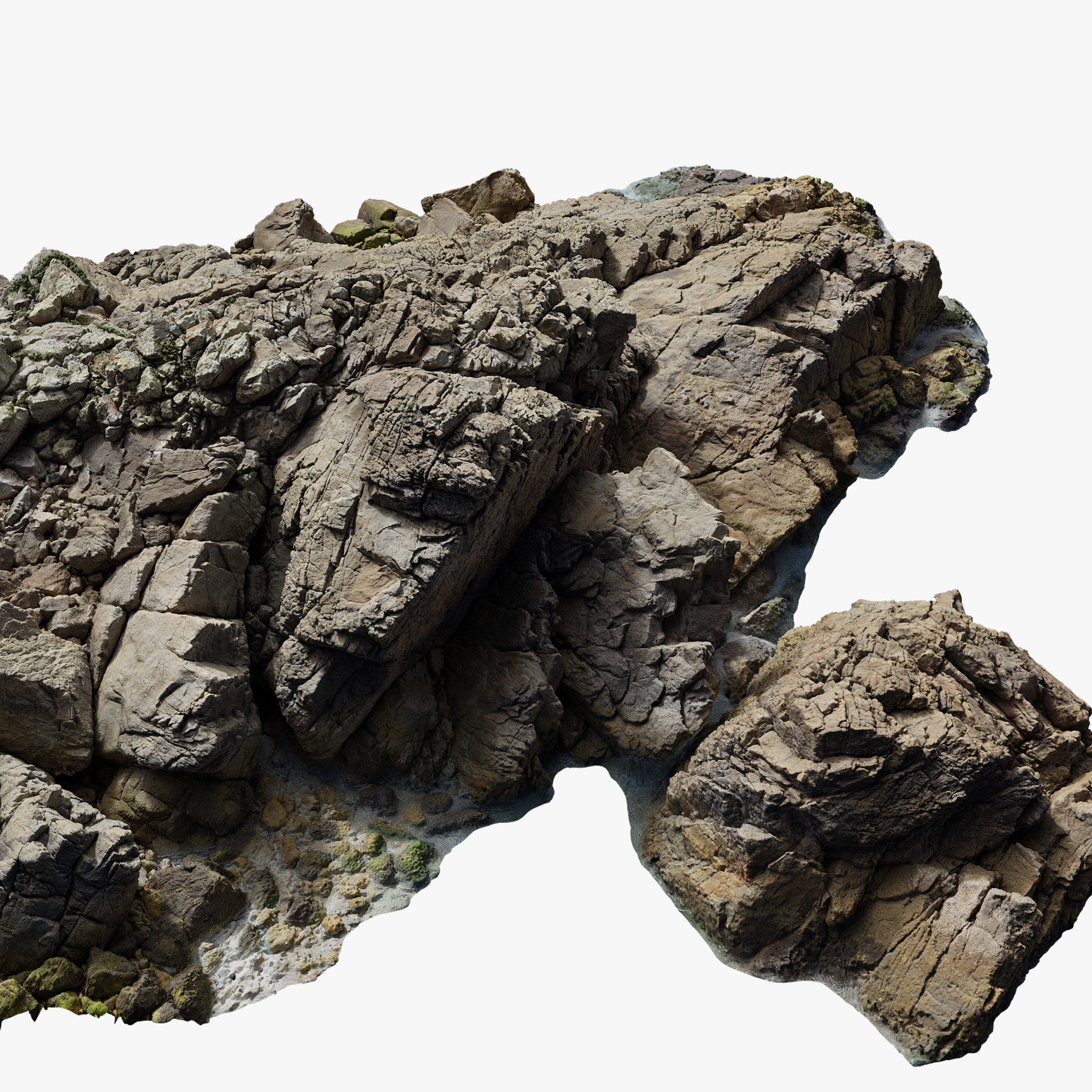 Coastal Cliff Rock Formation PBR Scan Low-poly 3D model_6