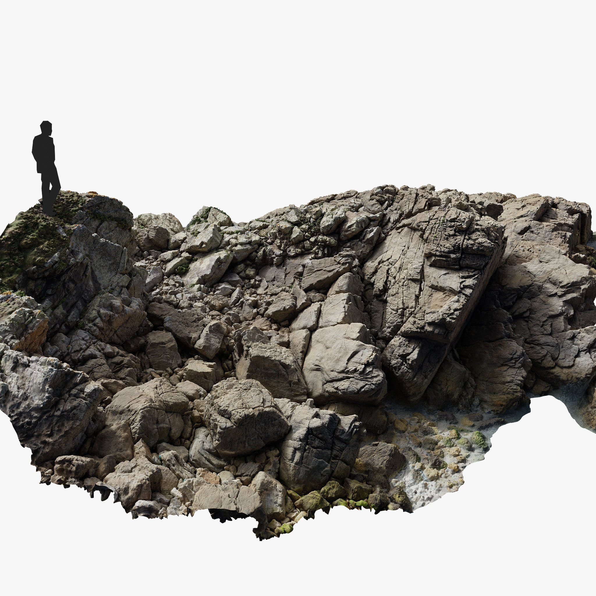 Coastal Cliff Rock Formation PBR Scan Low-poly 3D model_5
