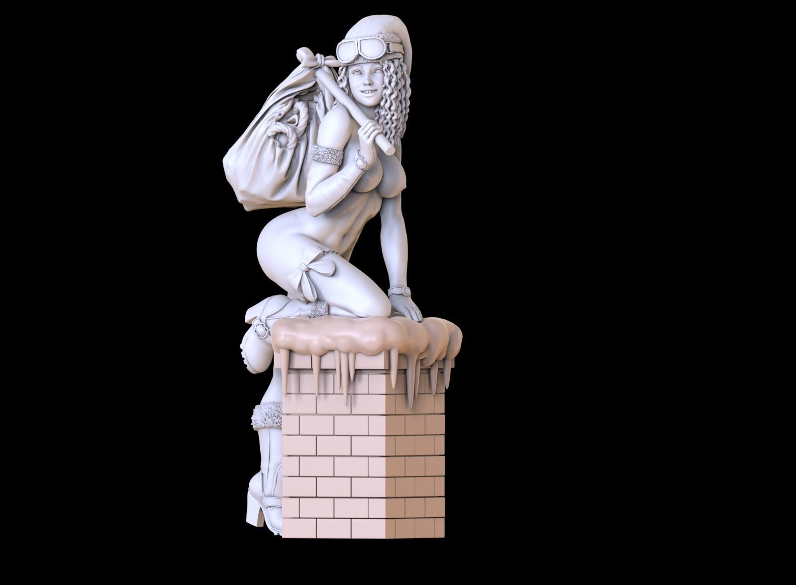 lady santa Christmas 3D print model_30