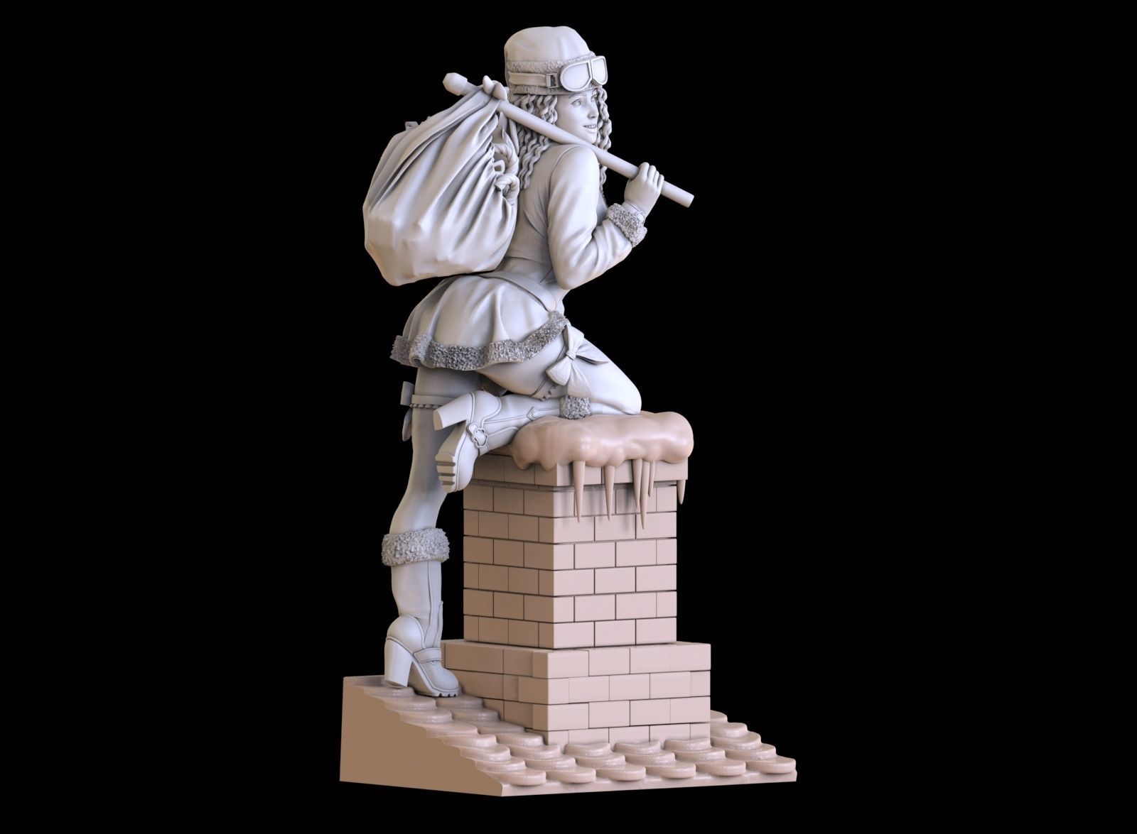 lady santa Christmas 3D print model_35
