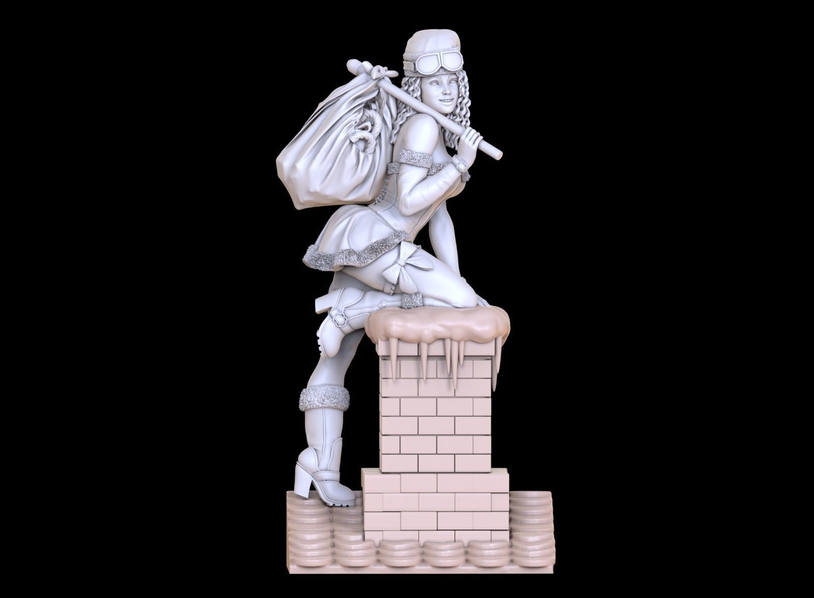 lady santa Christmas 3D print model_25