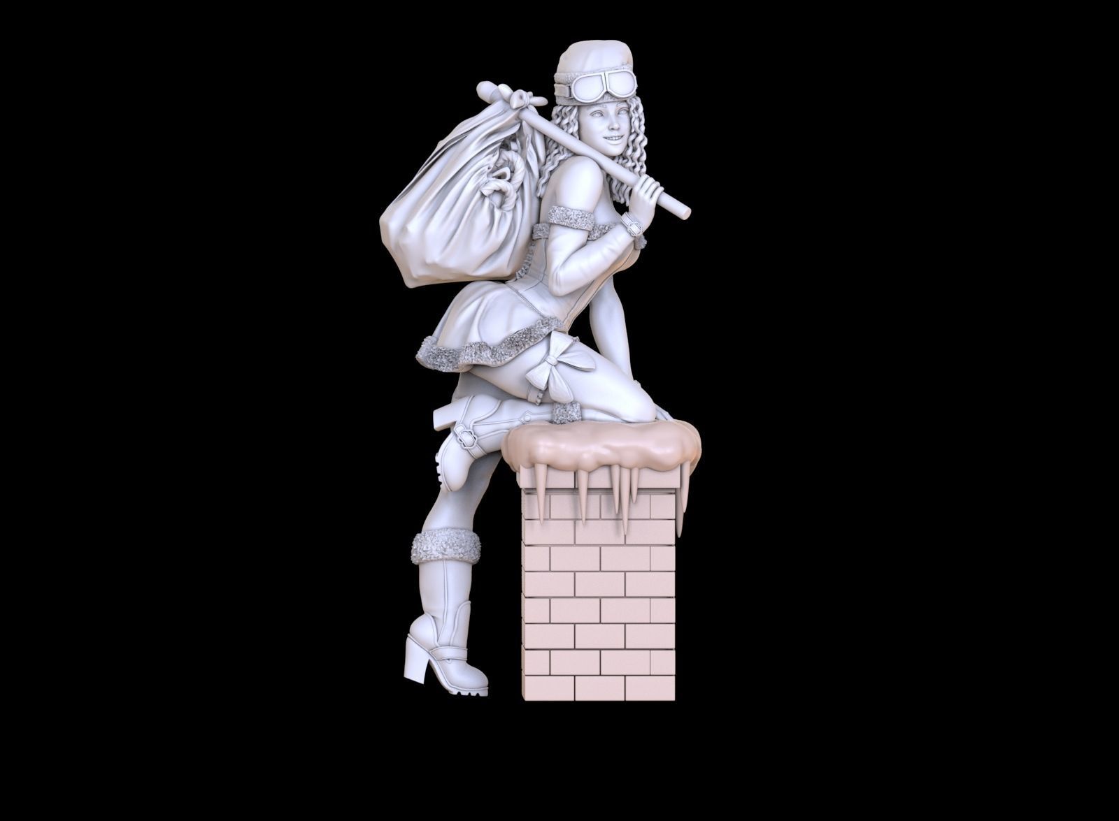 lady santa Christmas 3D print model_24