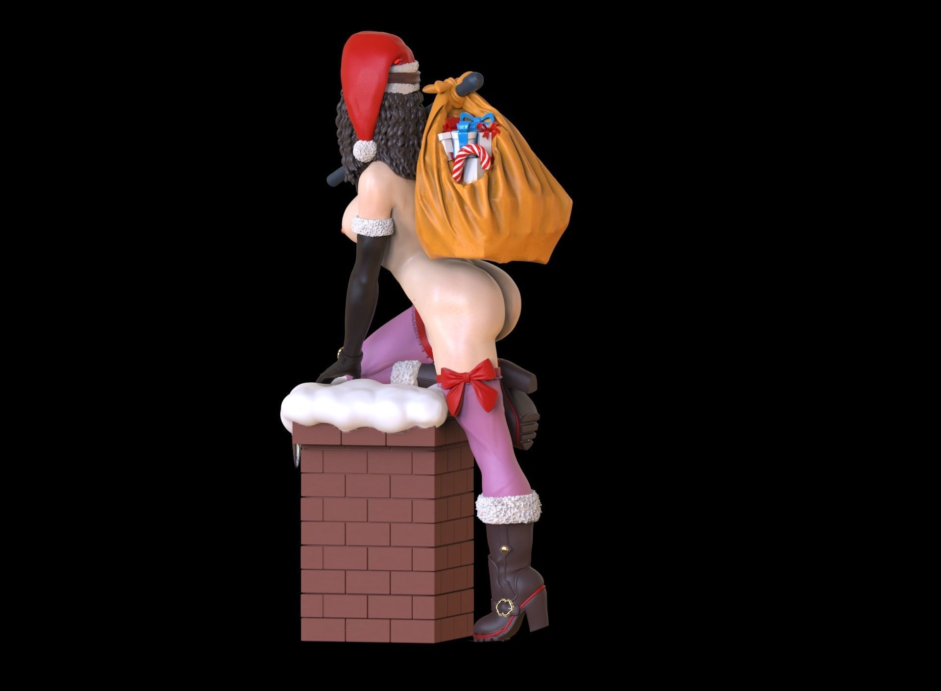 lady santa Christmas 3D print model_7