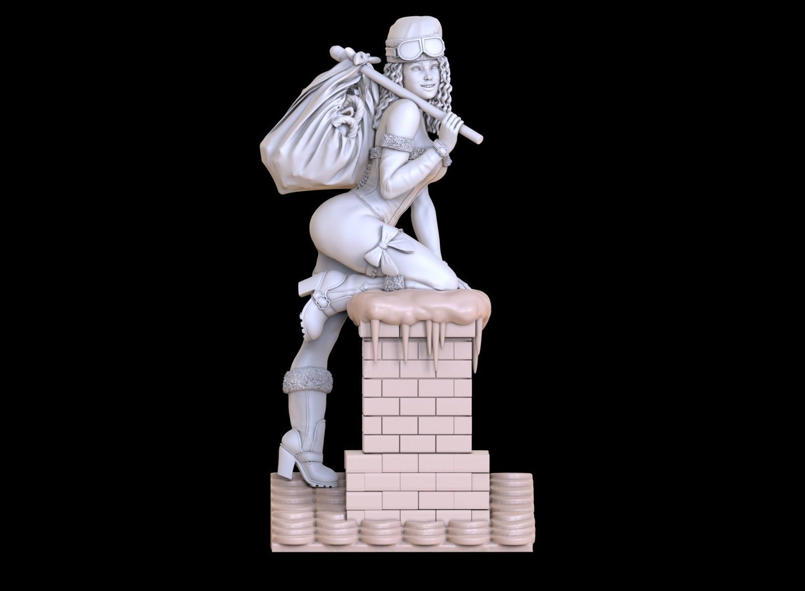 lady santa Christmas 3D print model_21