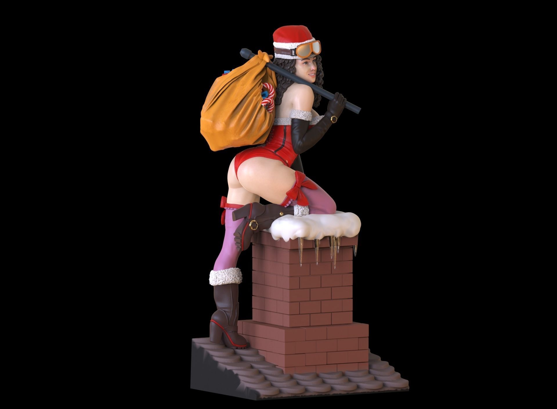lady santa Christmas 3D print model_48
