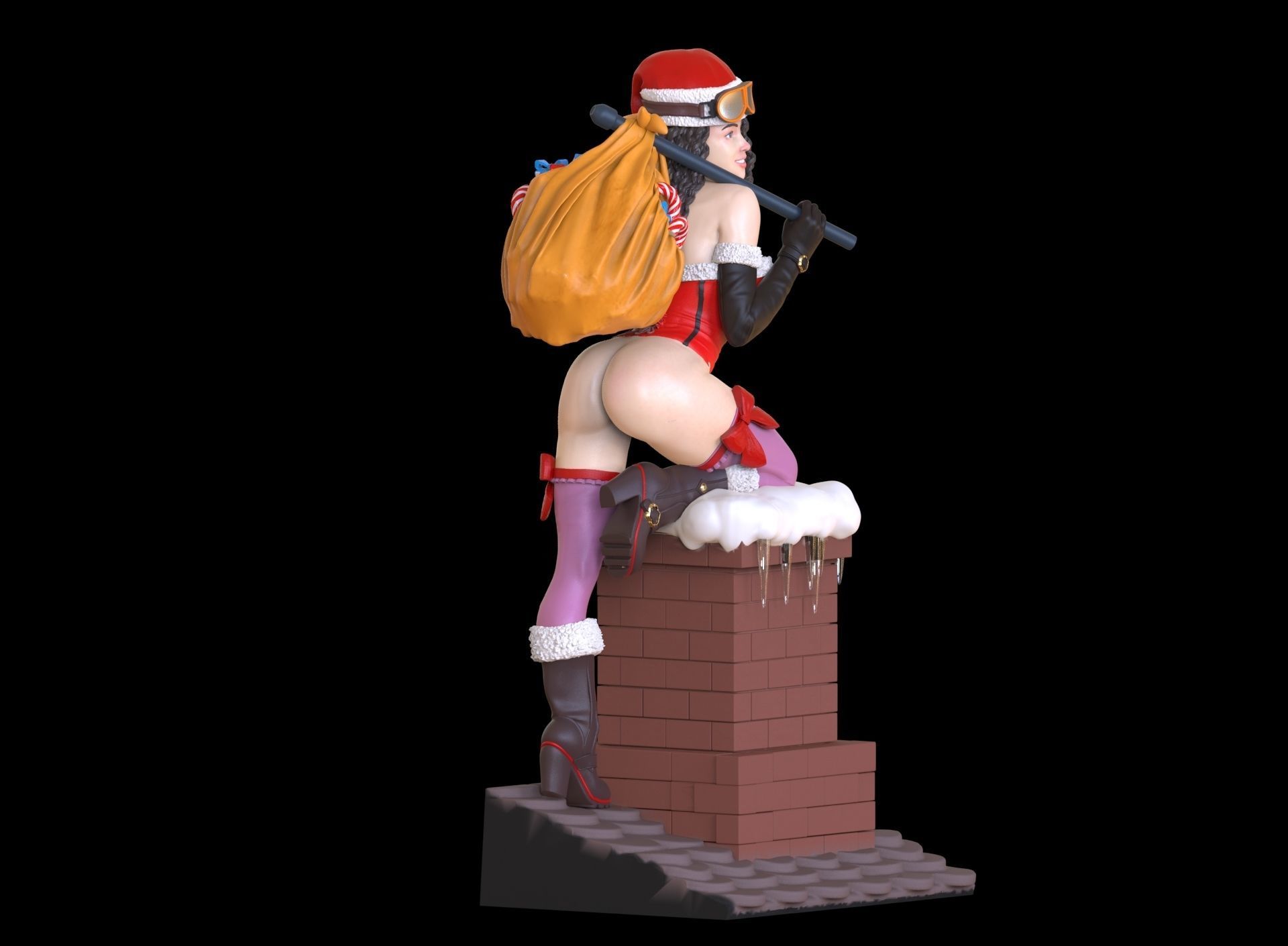 lady santa Christmas 3D print model_42