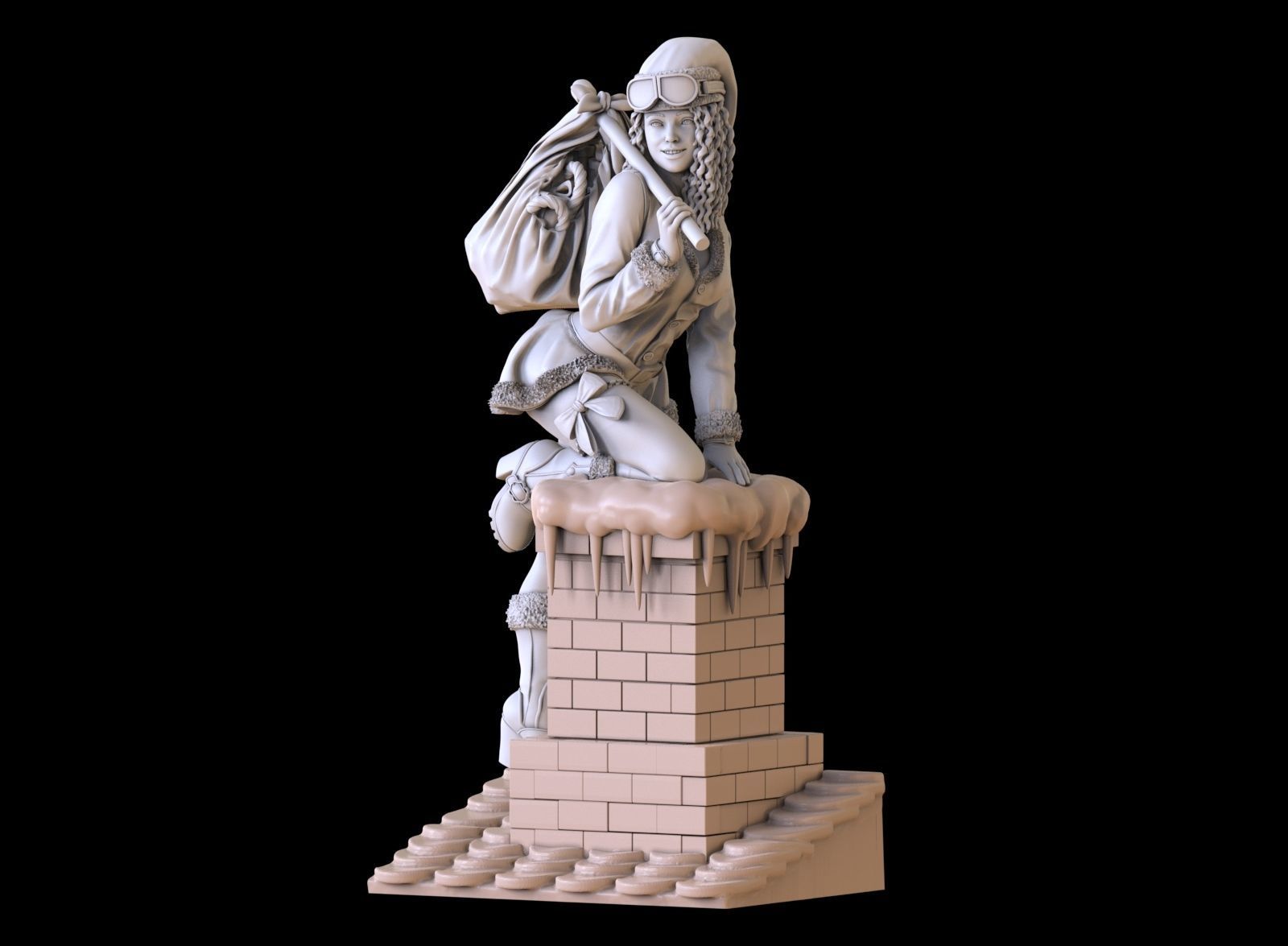lady santa Christmas 3D print model_34