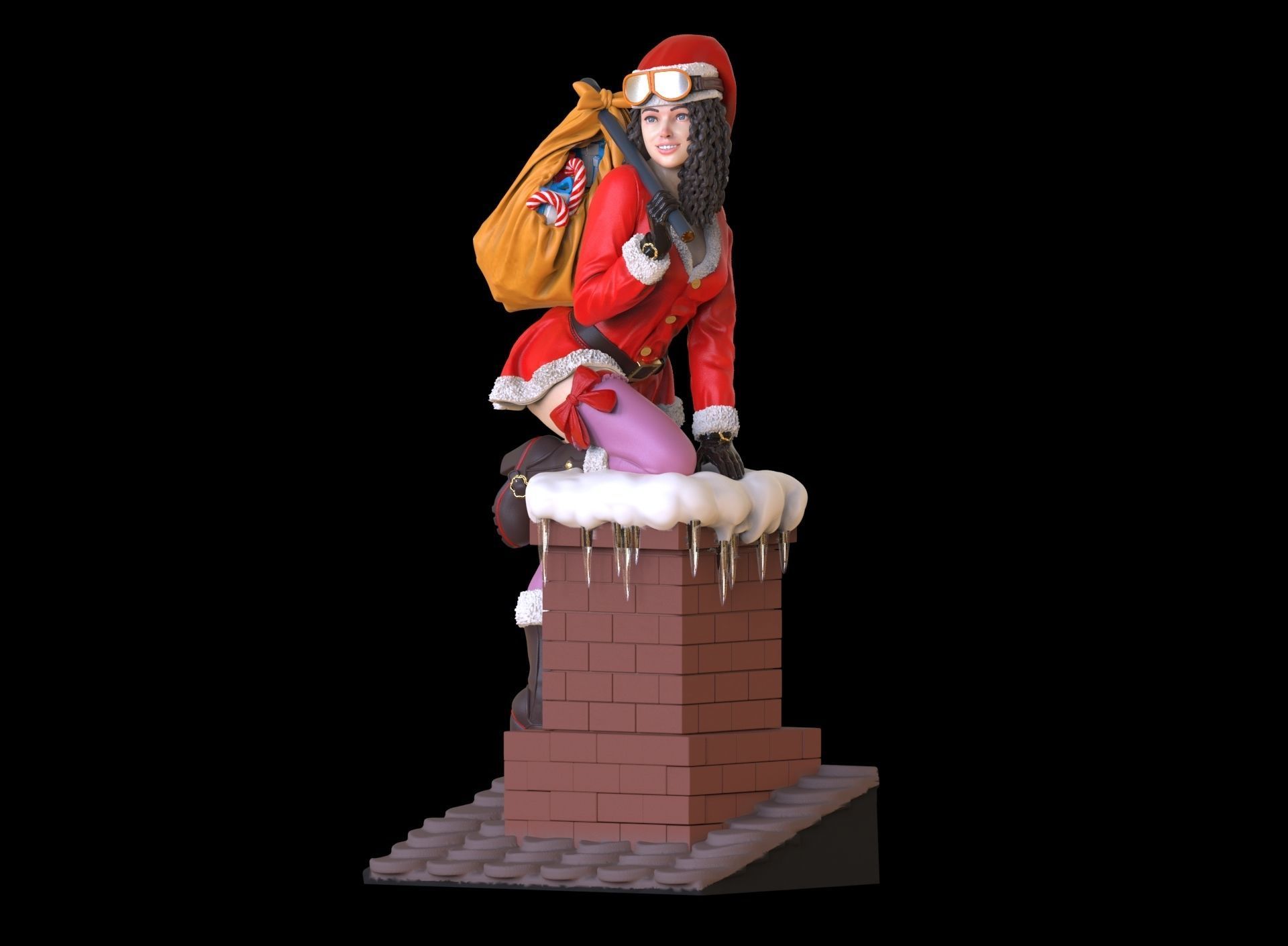 lady santa Christmas 3D print model_3