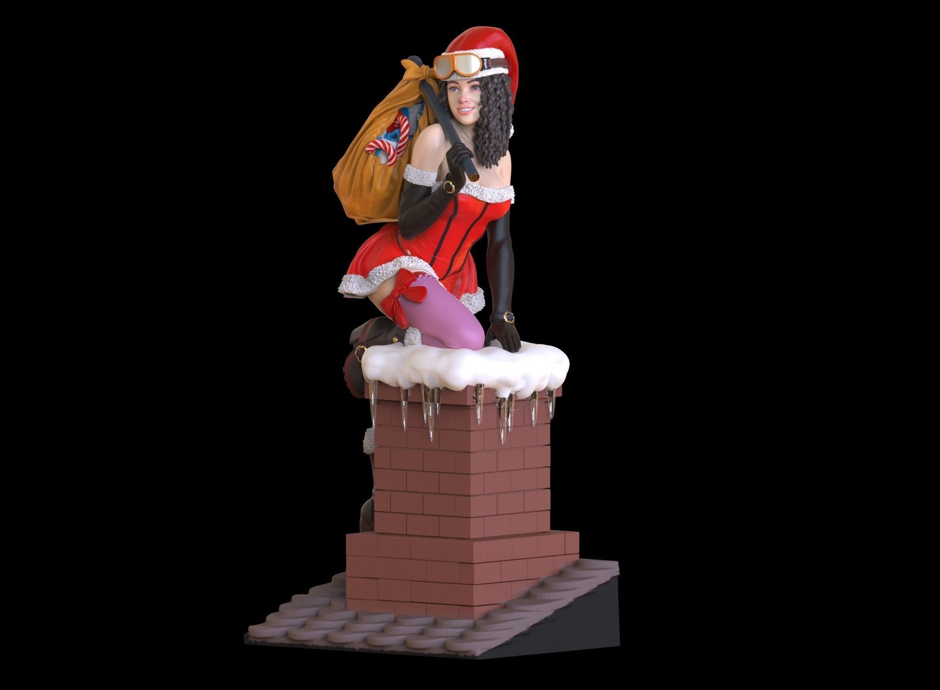 lady santa Christmas 3D print model_40