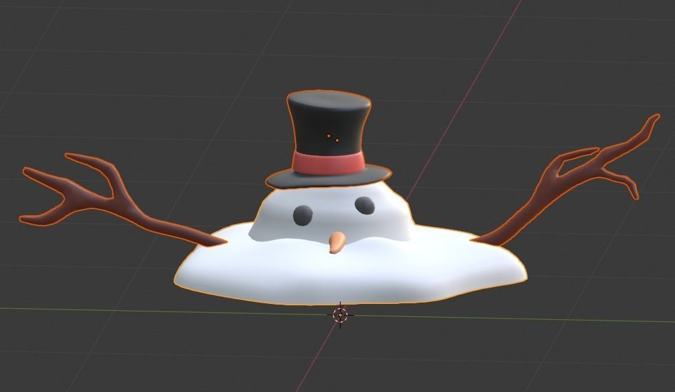 Melted Snowman Free low-poly 3D model_1