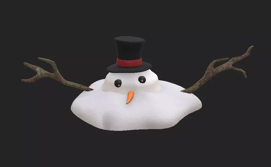 Melted Snowman Free low-poly 3D model_0