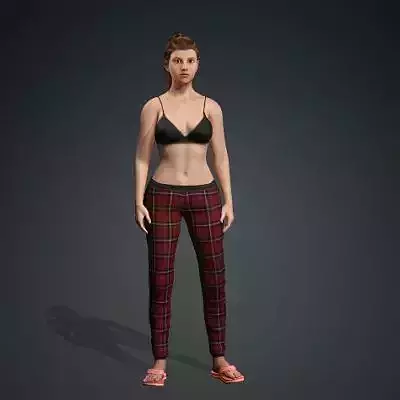 Model05 woman in plaid pants