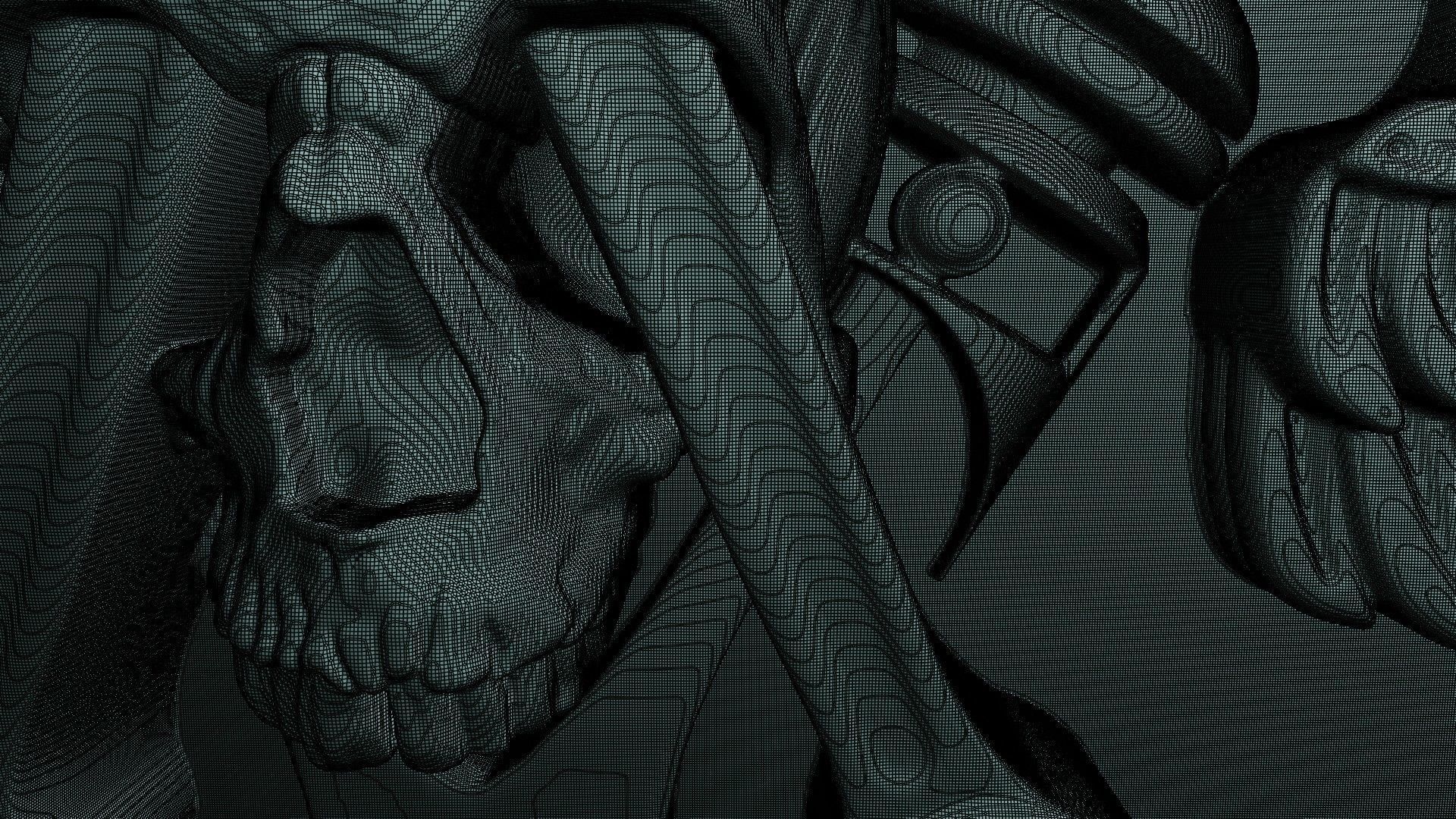 Biker skull pendant 3D print model_6