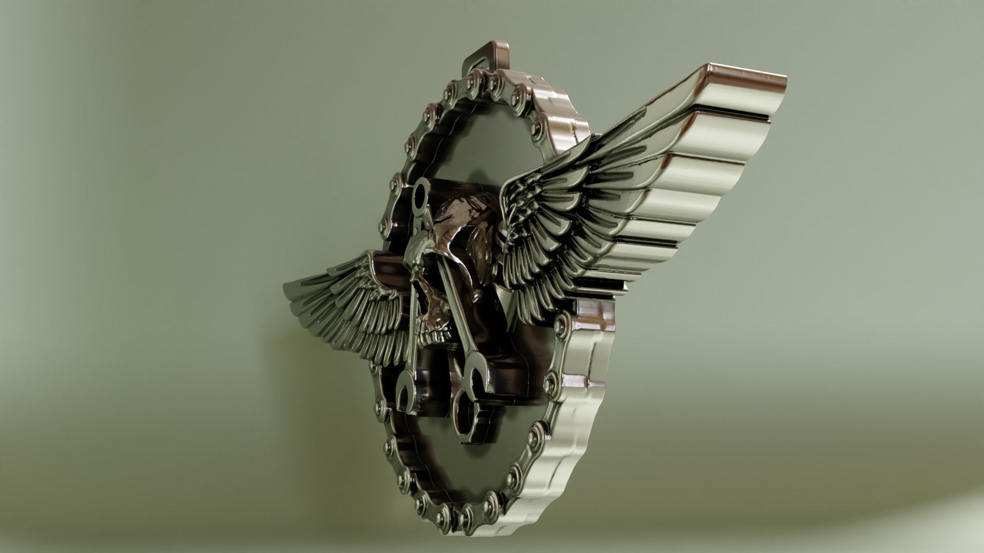 Biker skull pendant 3D print model_1