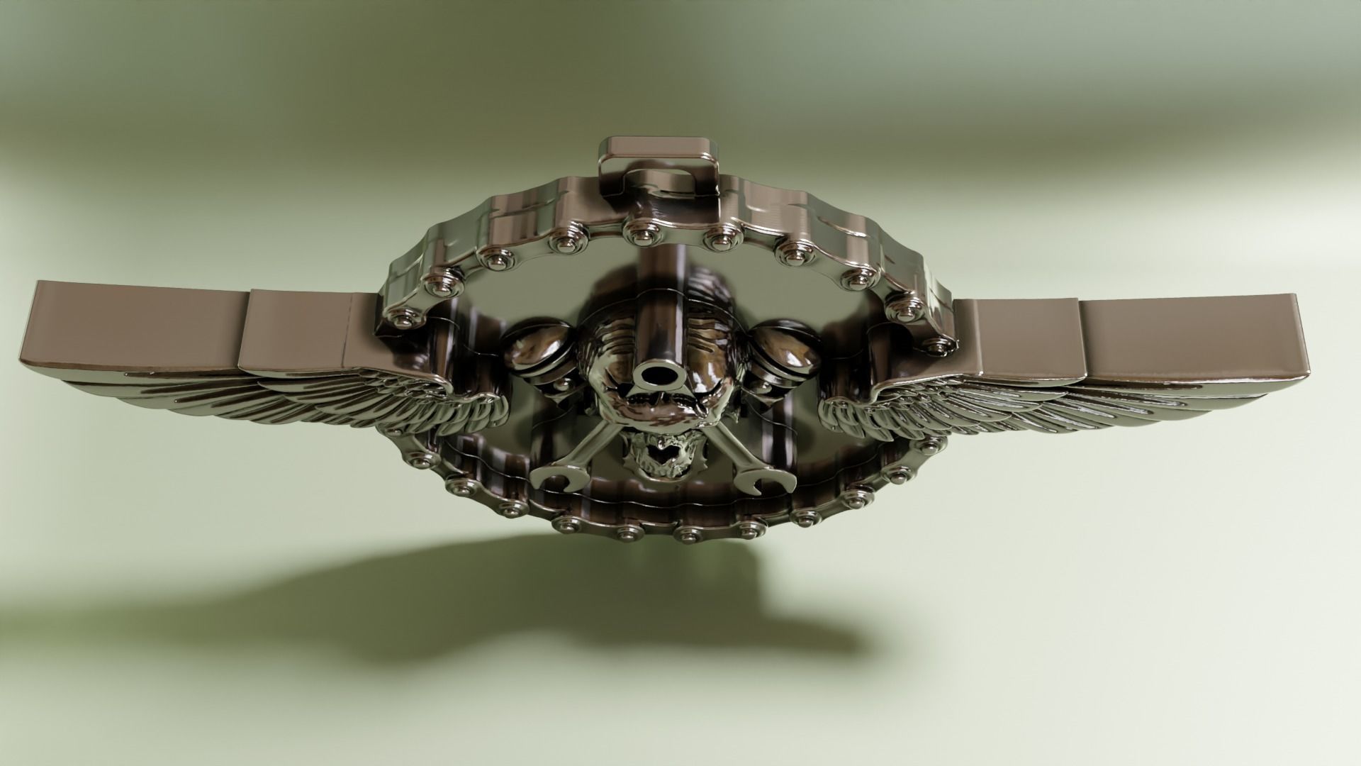 Biker skull pendant 3D print model_4