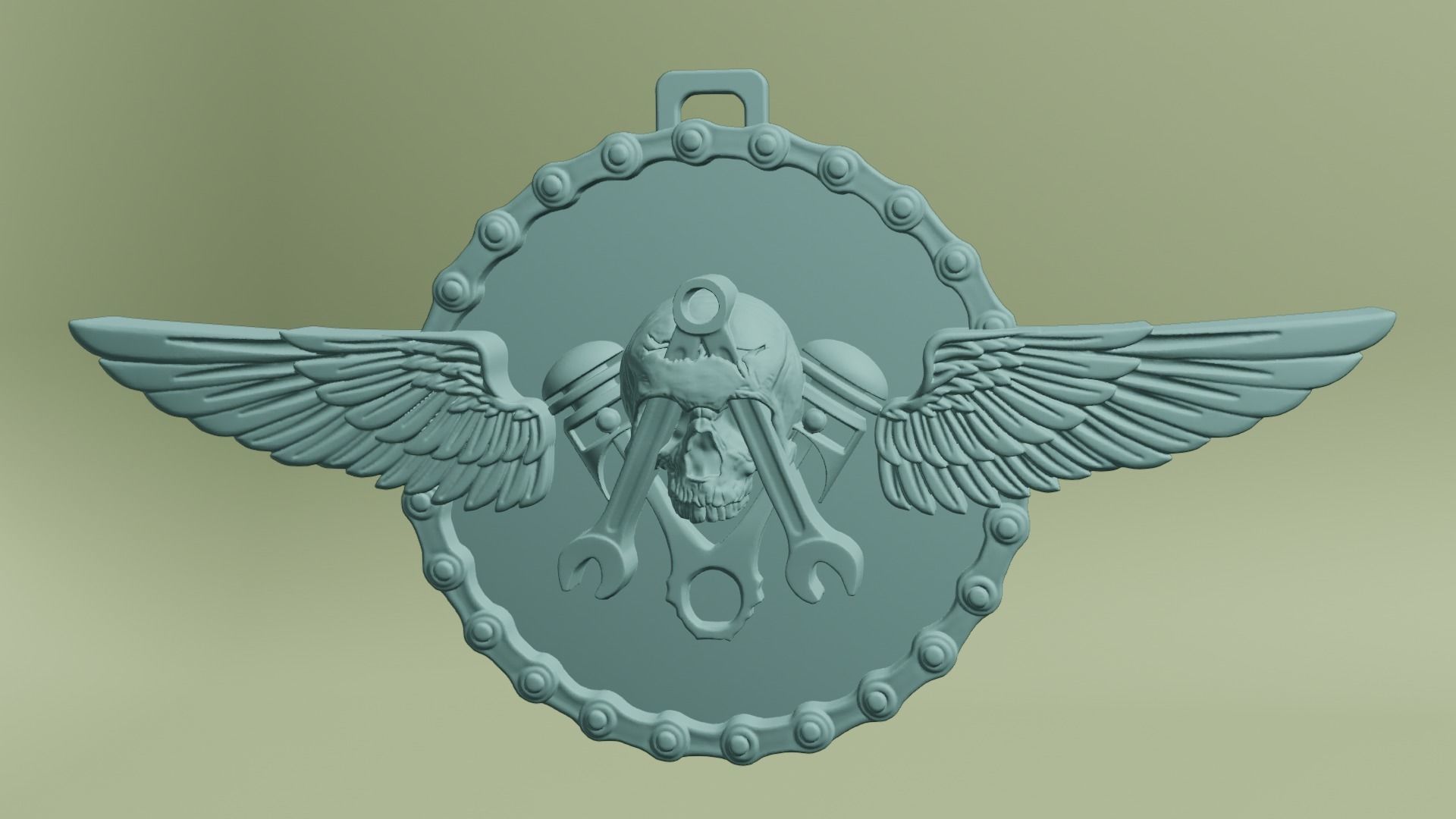 Biker skull pendant 3D print model_5