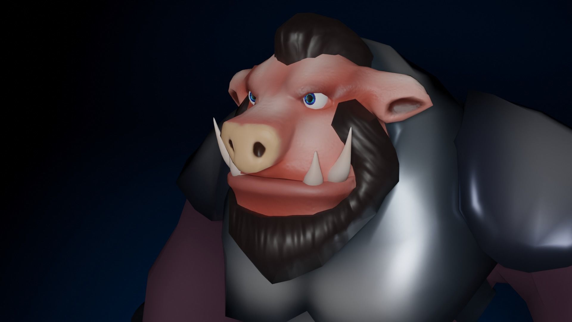 Pig Character Low Poly Low-poly 3D model_2