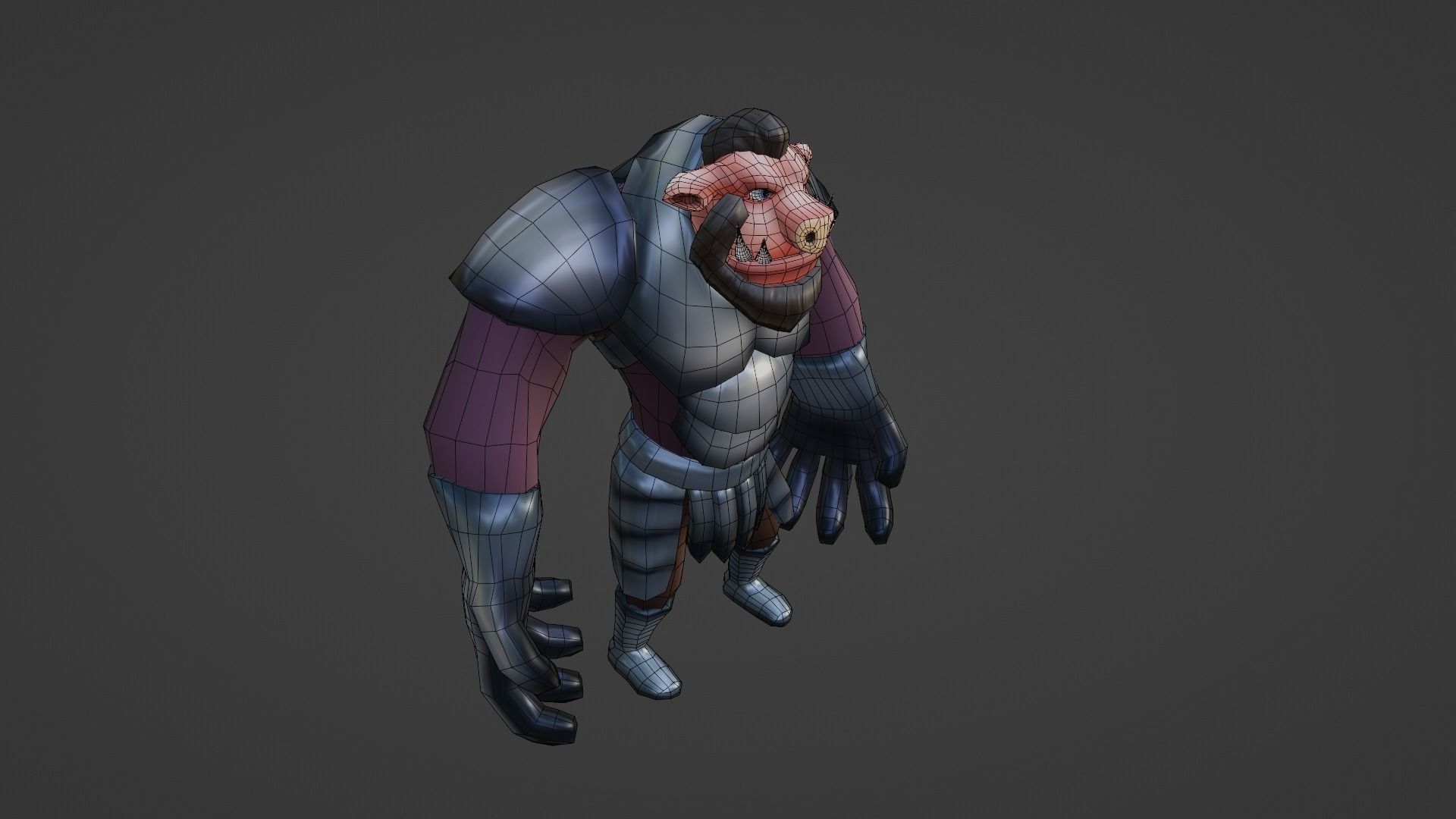 Pig Character Low Poly Low-poly 3D model_24