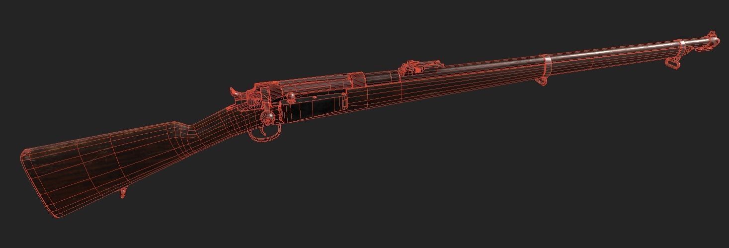 Danish Krag Jorgensen M1889 Low-poly 3D model_7