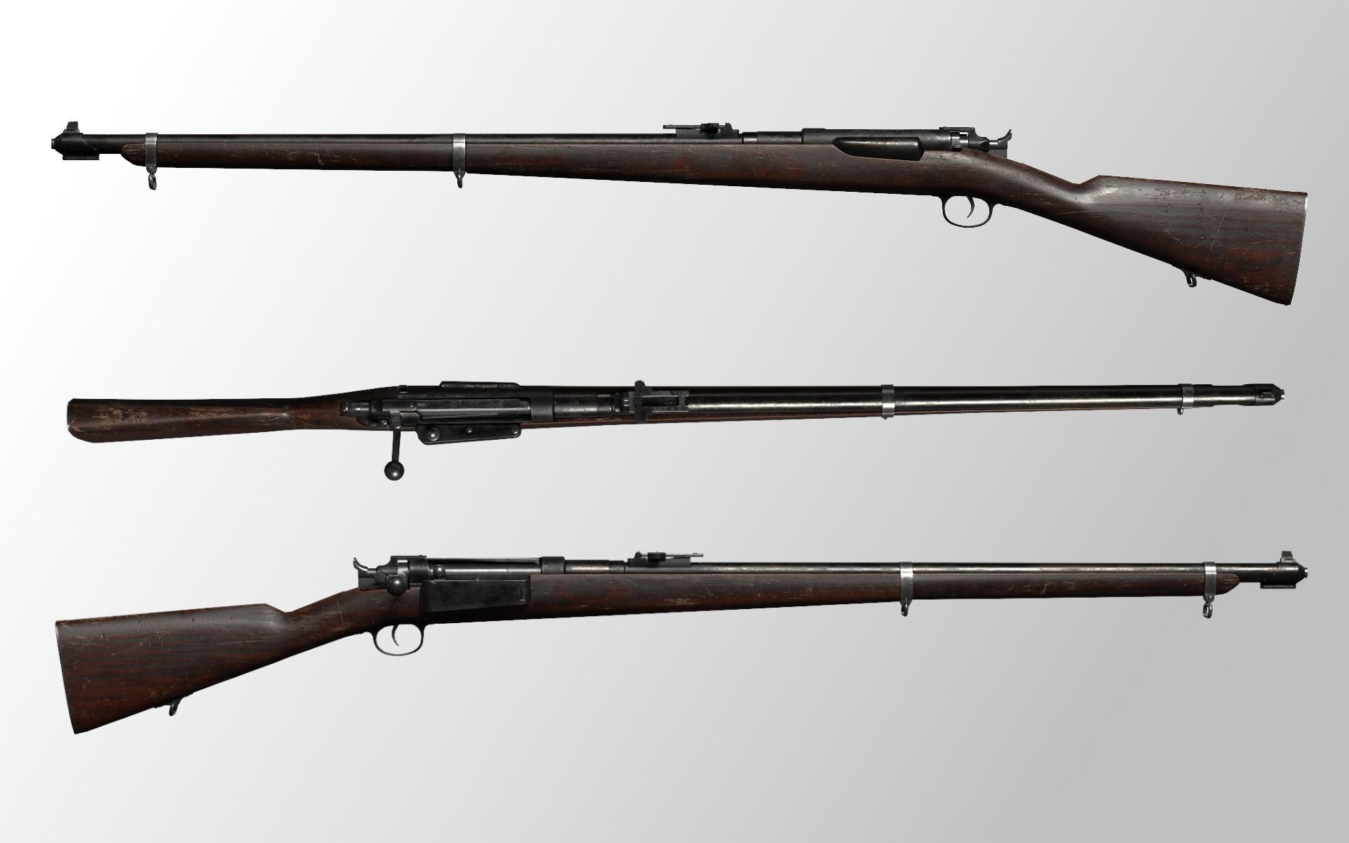 Danish Krag Jorgensen M1889 Low-poly 3D model_2