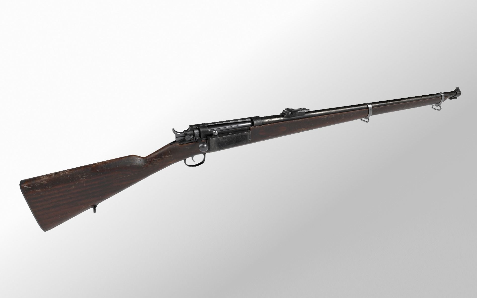 Danish Krag Jorgensen M1889 Low-poly 3D model_1