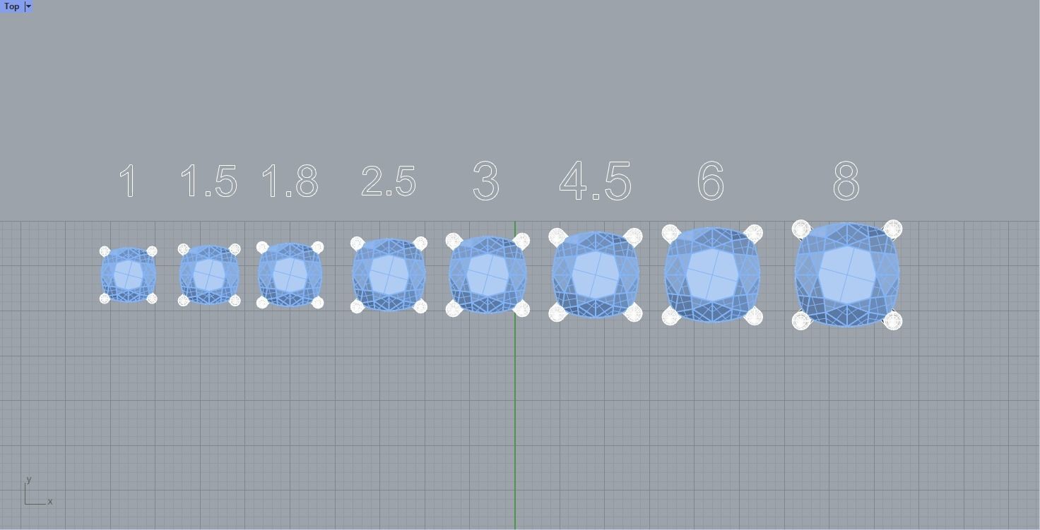 Collection Cushion Cut Prong Settings ready-made chaton  3D print model_3