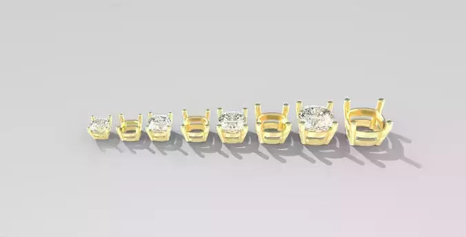 Collection Cushion Cut Prong Settings ready-made chaton  3D print model