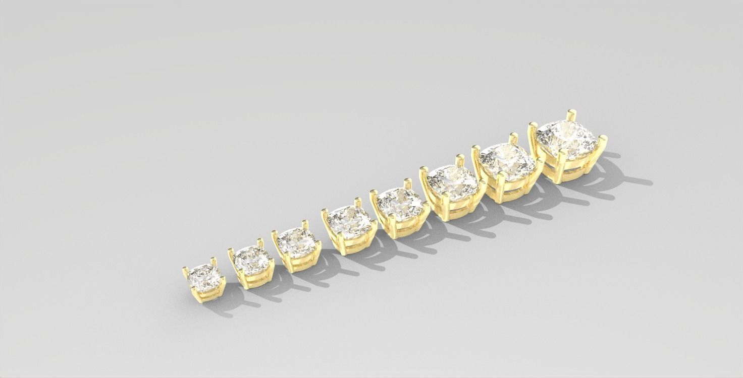 Collection Cushion Cut Prong Settings ready-made chaton  3D print model_8