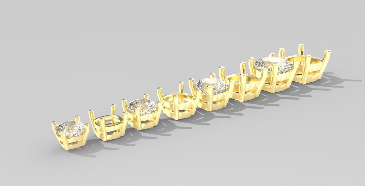 Collection Cushion Cut Prong Settings ready-made chaton  3D print model_2