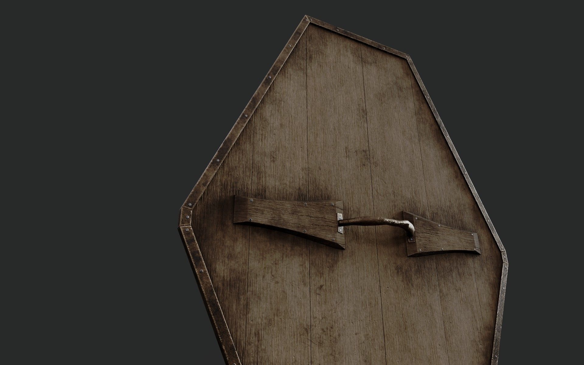 Slavic diamond-shaped shield painted yellow with sun symbol Low-poly 3D model_4